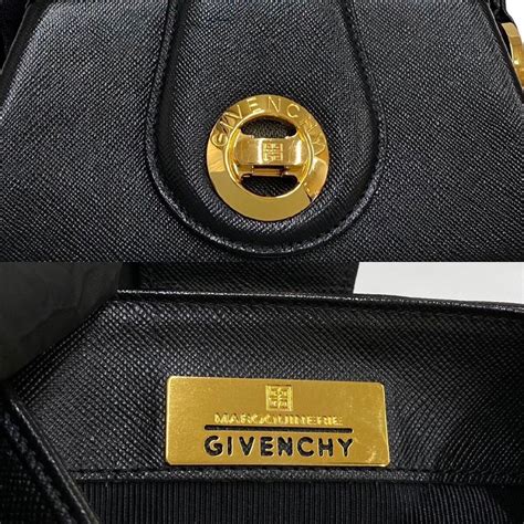 Givenchy Leather Tote Bag Turnlock Logo Embossed Black